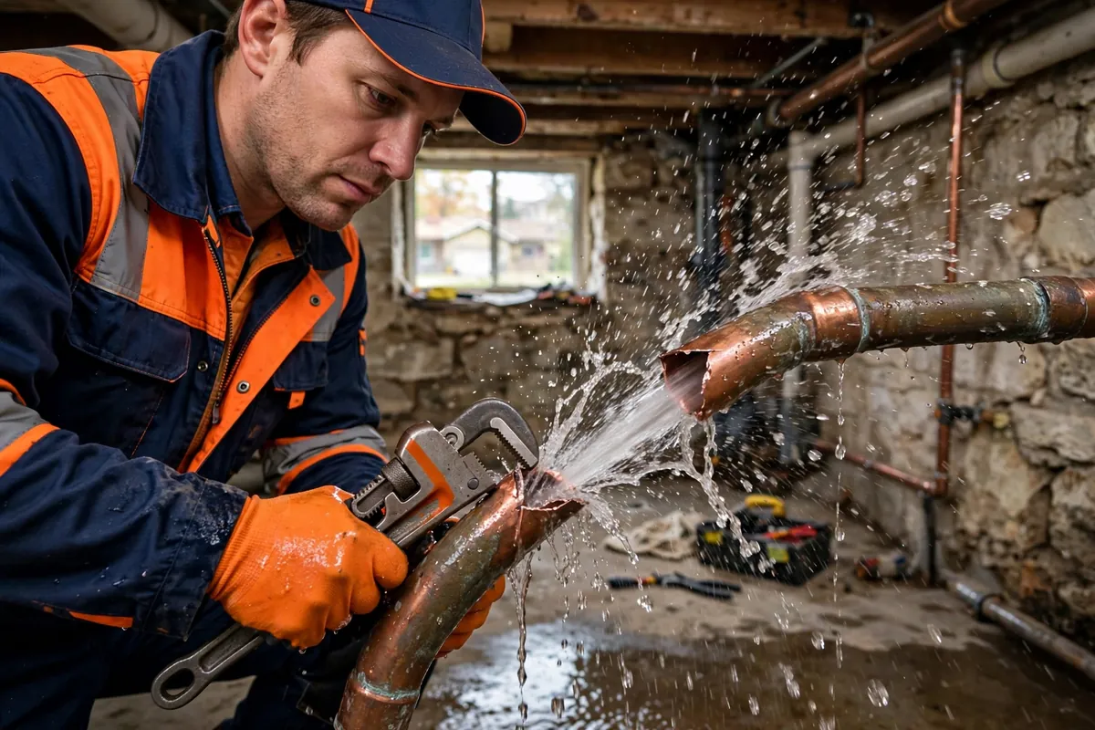 Burst Pipe Repair in Brighton, CO — plumber repairing a burst water pipe and stopping the leak at a home in Brighton, Adams County