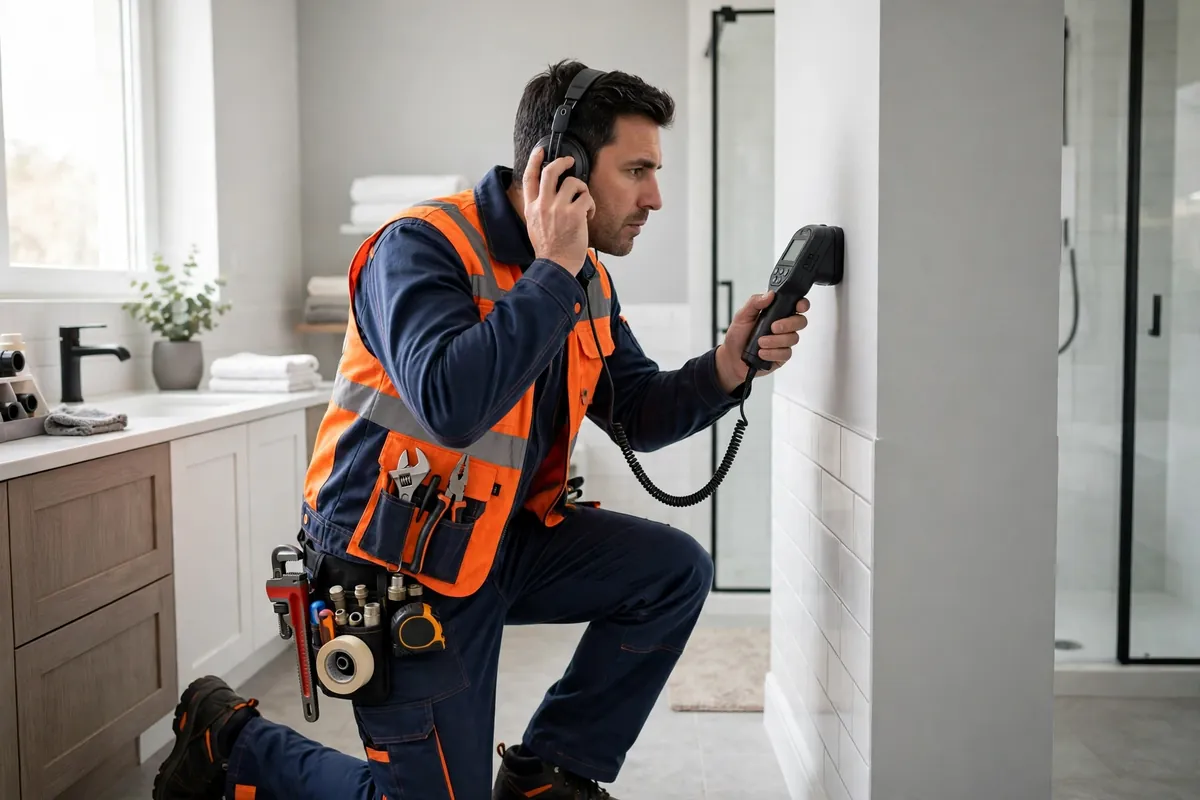 Leak Detection & Repair in Commerce City, CO — technician finding a hidden leak with thermal imaging and acoustic equipment at a home in Commerce City, Adams County