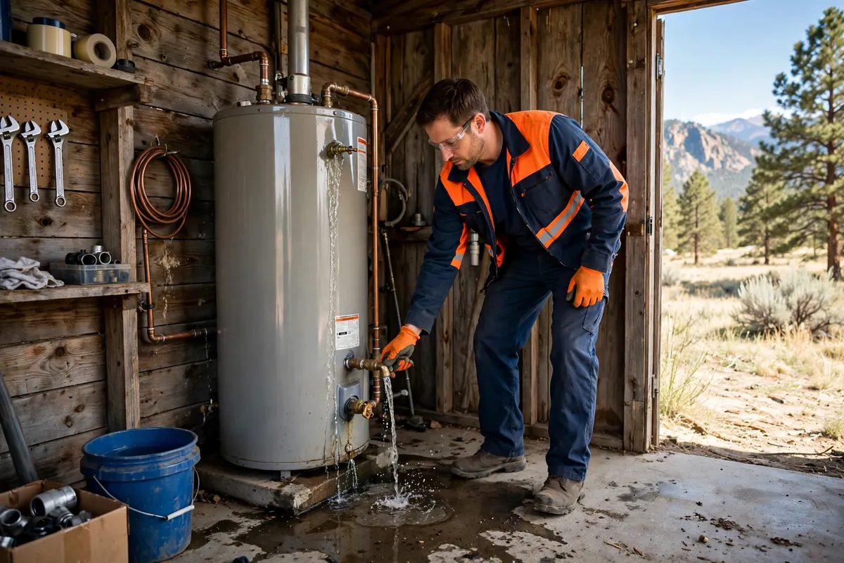 Emergency Water Heater Repair in Fort Lupton, CO — plumber responding to a leaking water heater emergency at a home in Fort Lupton, Weld County
