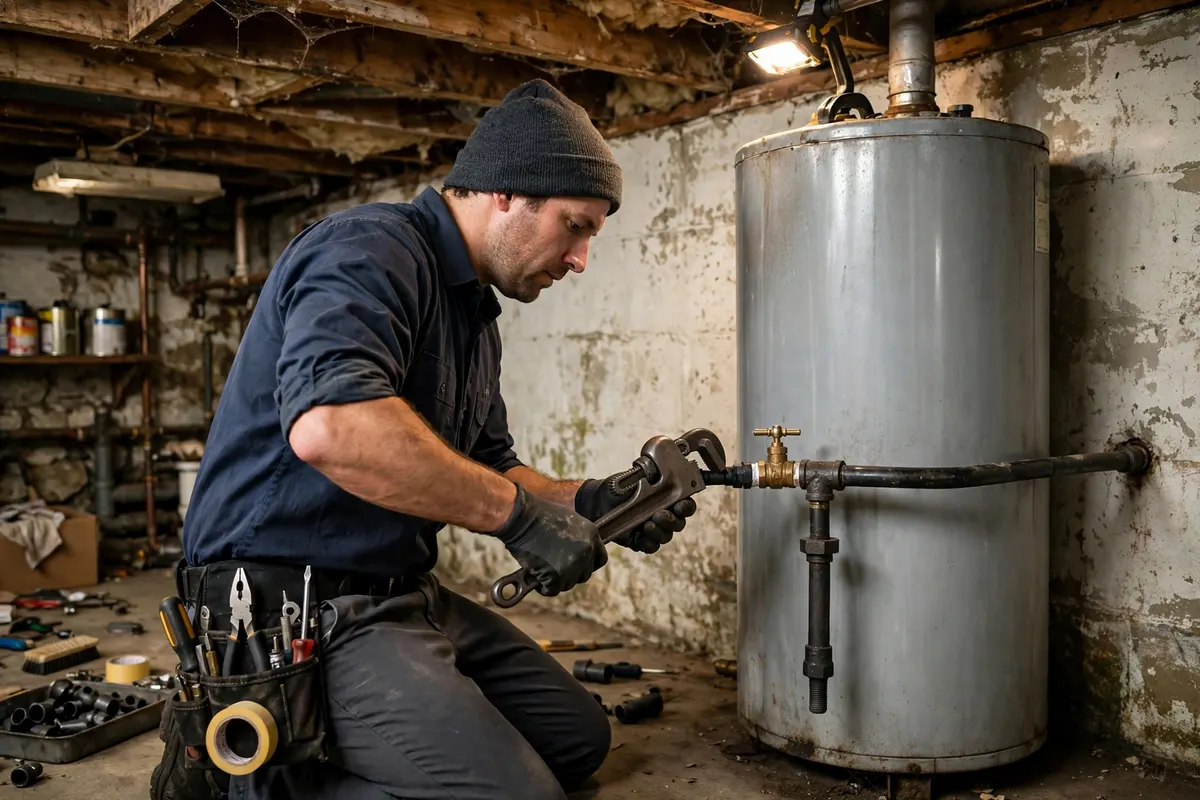 Gas Line Repair & Installation in Fort Lupton, CO — plumber installing and pressure-testing a residential gas line at a home in Fort Lupton, Weld County