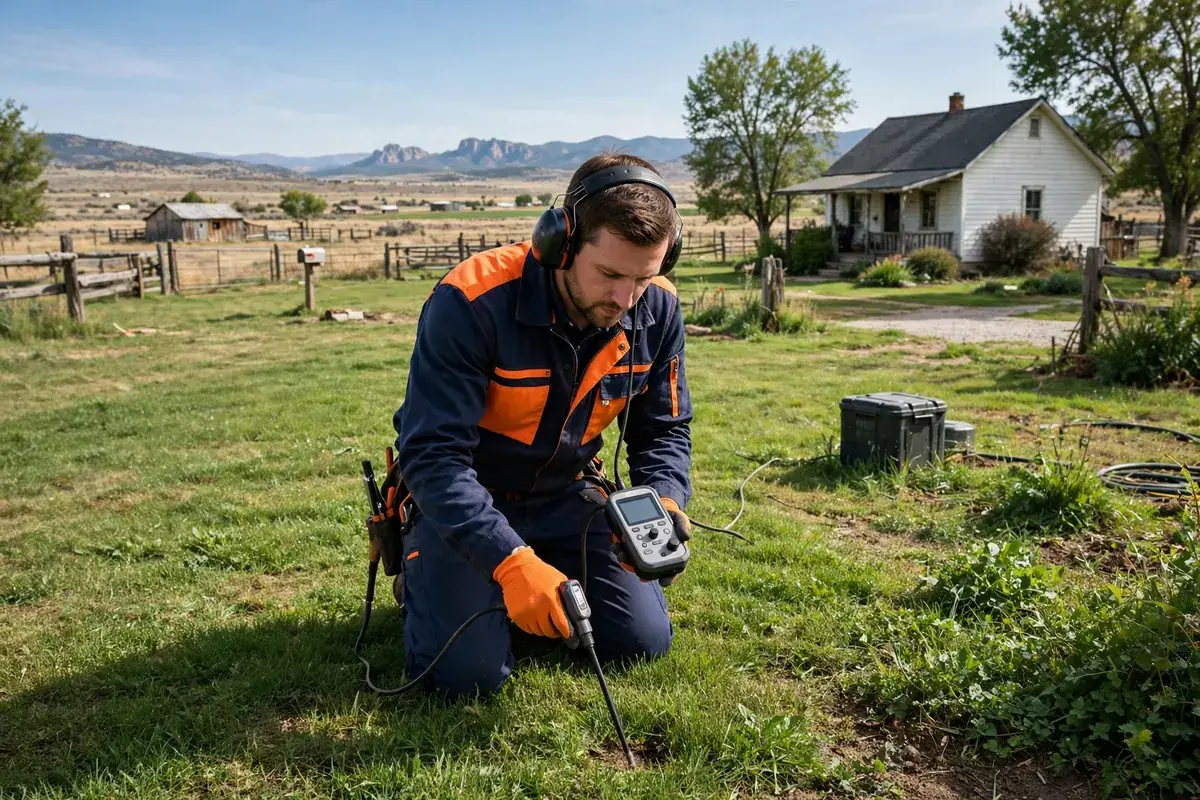 Leak Detection & Repair in Henderson, CO — technician finding a hidden leak with thermal imaging and acoustic equipment at a home in Henderson, Adams County