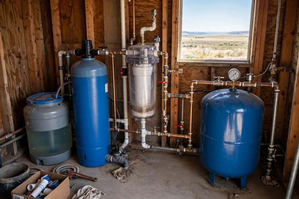 Water Softener Installation in Keenesburg, CO — plumber installing a water softener system to treat hard water at a home in Keenesburg, Weld County