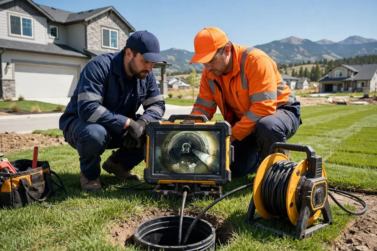 Sewer Line Repair in Lochbuie, CO — crew inspecting and repairing a sewer line with camera equipment at a home in Lochbuie, Weld County
