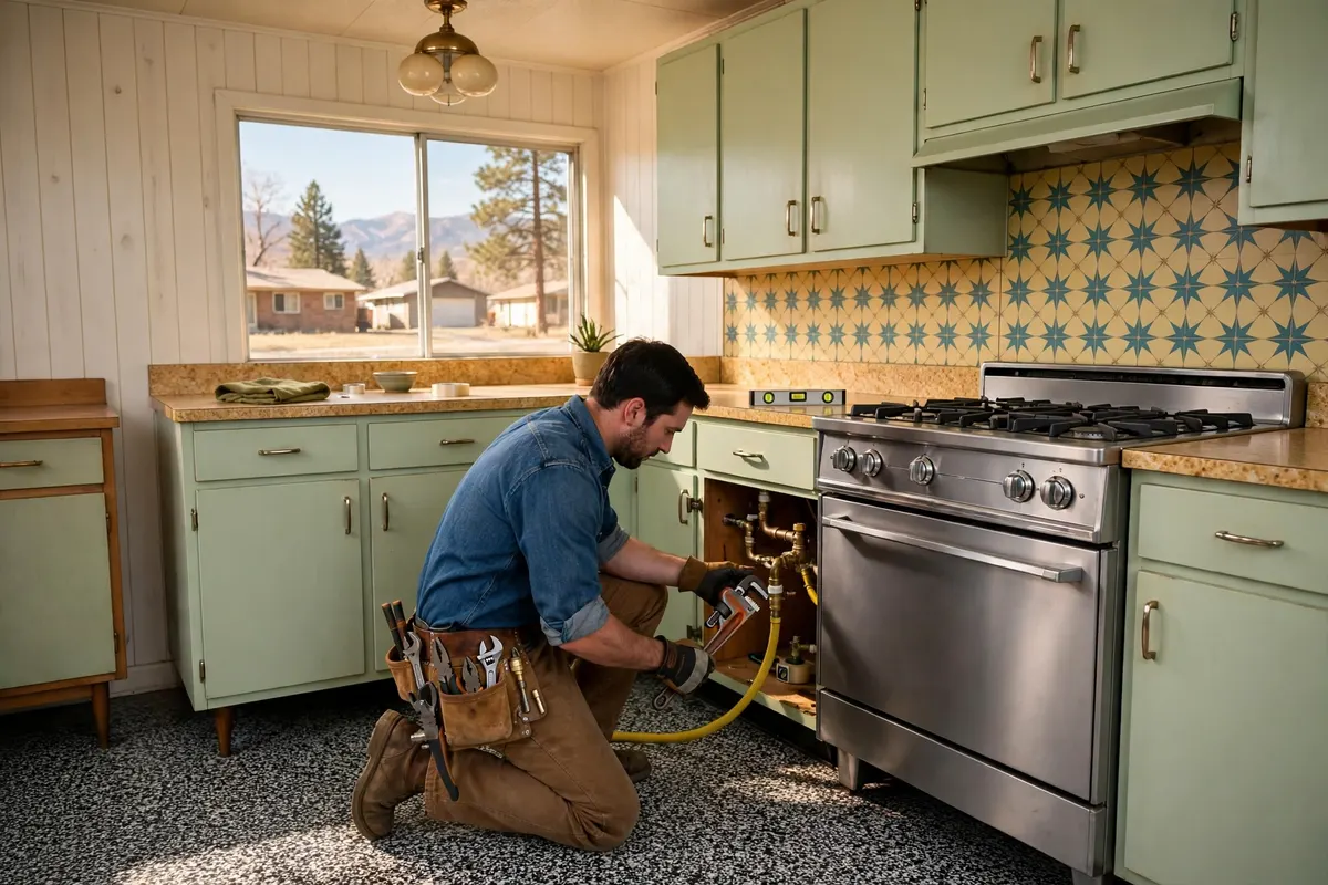 Gas Line Repair & Installation in Northglenn, CO — plumber installing and pressure-testing a residential gas line at a home in Northglenn, Adams County