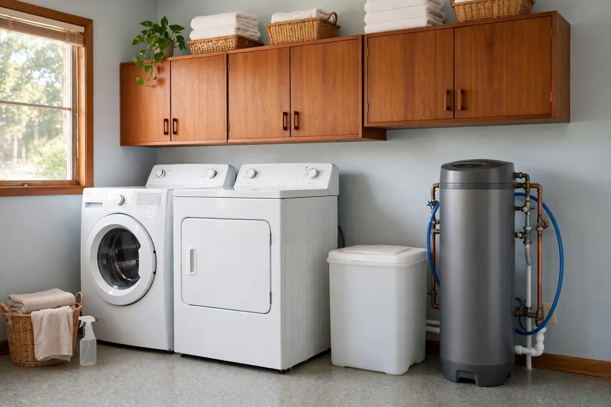 Water Softener Installation in Northglenn, CO — plumber installing a water softener system to treat hard water at a home in Northglenn, Adams County