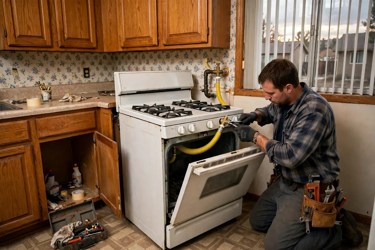 Gas Line Repair & Installation in Thornton, CO — plumber installing and pressure-testing a residential gas line at a home in Thornton, Adams County