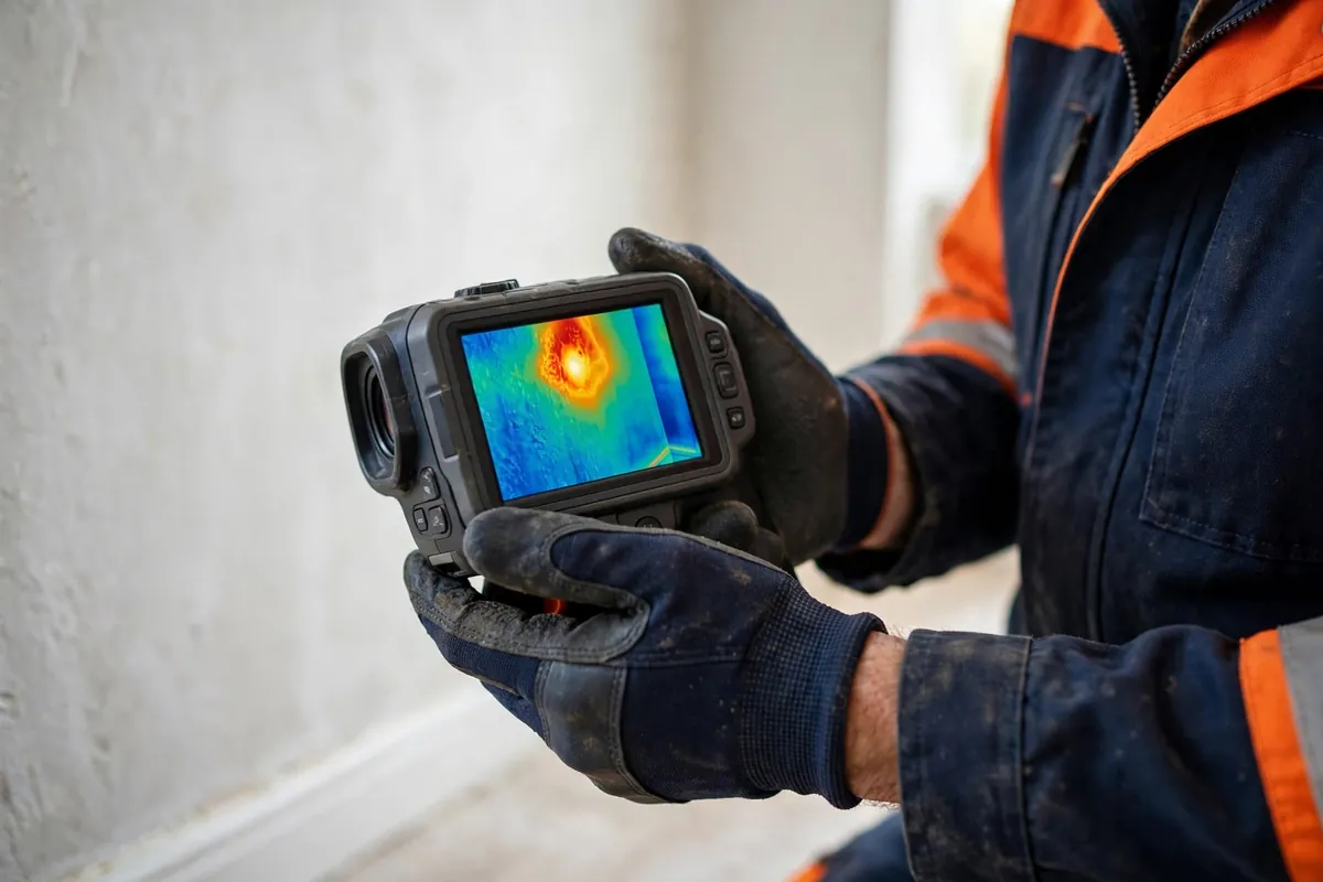 Leak Detection & Repair in Thornton, CO — technician finding a hidden leak with thermal imaging and acoustic equipment at a home in Thornton, Adams County